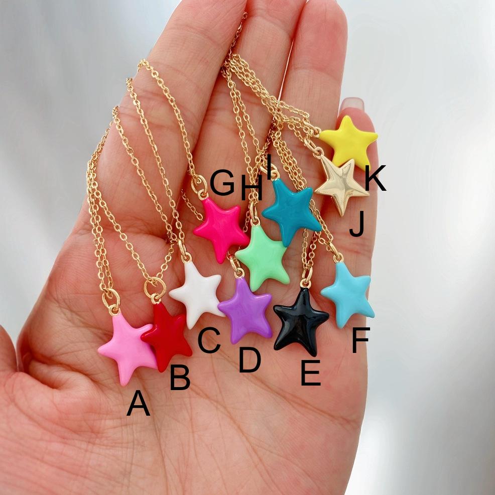 Enamel 5 Stars Colorful  Pendant for Bracelet Necklace DIY Gifts for Women (no chain)
