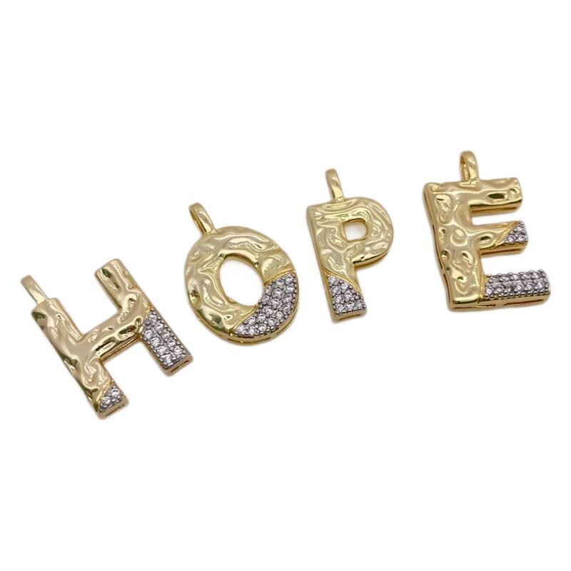 18K Gold Plated 26 Copper Letter English Pendant, DIY Jewelry Handmade Accessories DIY Gifts for Women (No Chain)