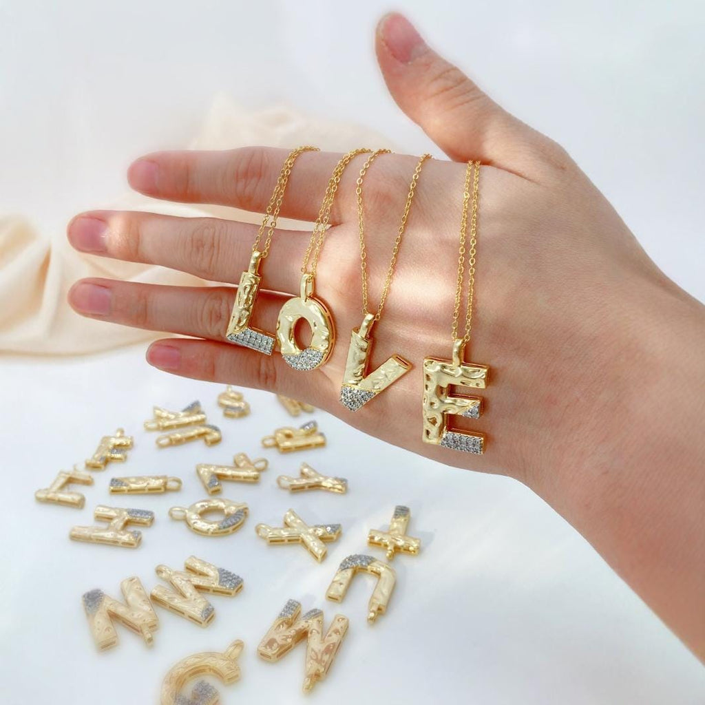 18K Gold Plated 26 Copper Letter English Pendant, DIY Jewelry Handmade Accessories DIY Gifts for Women (No Chain)