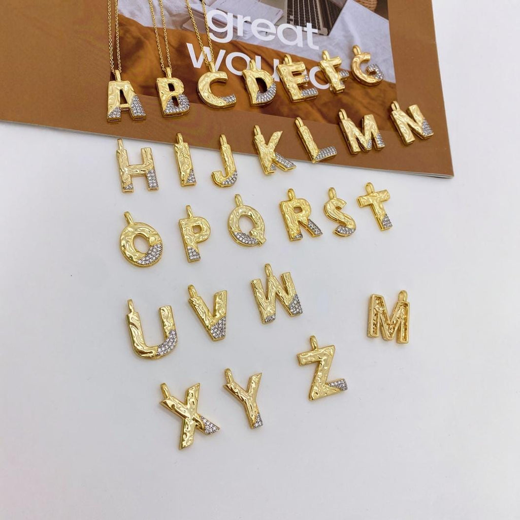 18K Gold Plated 26 Copper Letter English Pendant, DIY Jewelry Handmade Accessories DIY Gifts for Women (No Chain)