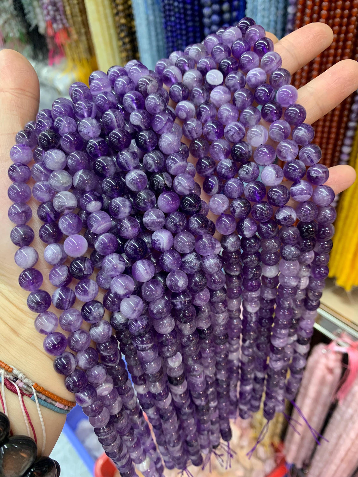 Natural Chevron Amethyst Beads 6mm 8mm 10mm Purple Gemstone Round Beads Loose Bead 15.5 Inch Strnd AAA