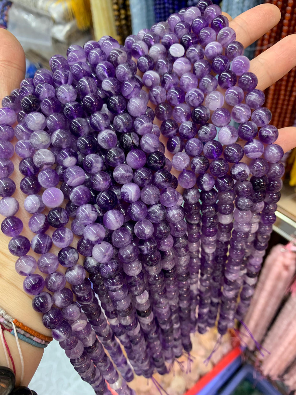 Natural Chevron Amethyst Beads 6mm 8mm 10mm Purple Gemstone Round Beads Loose Bead 15.5 Inch Strnd AAA