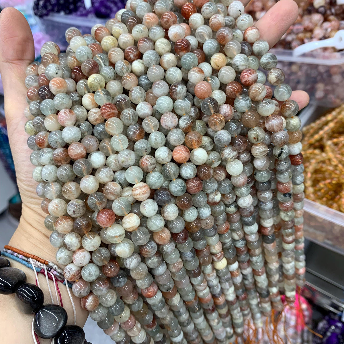 Natural Arusha Sunstone Round Beads 8mm 10mm Gold SunStone Loose Beads Strand 15.5"