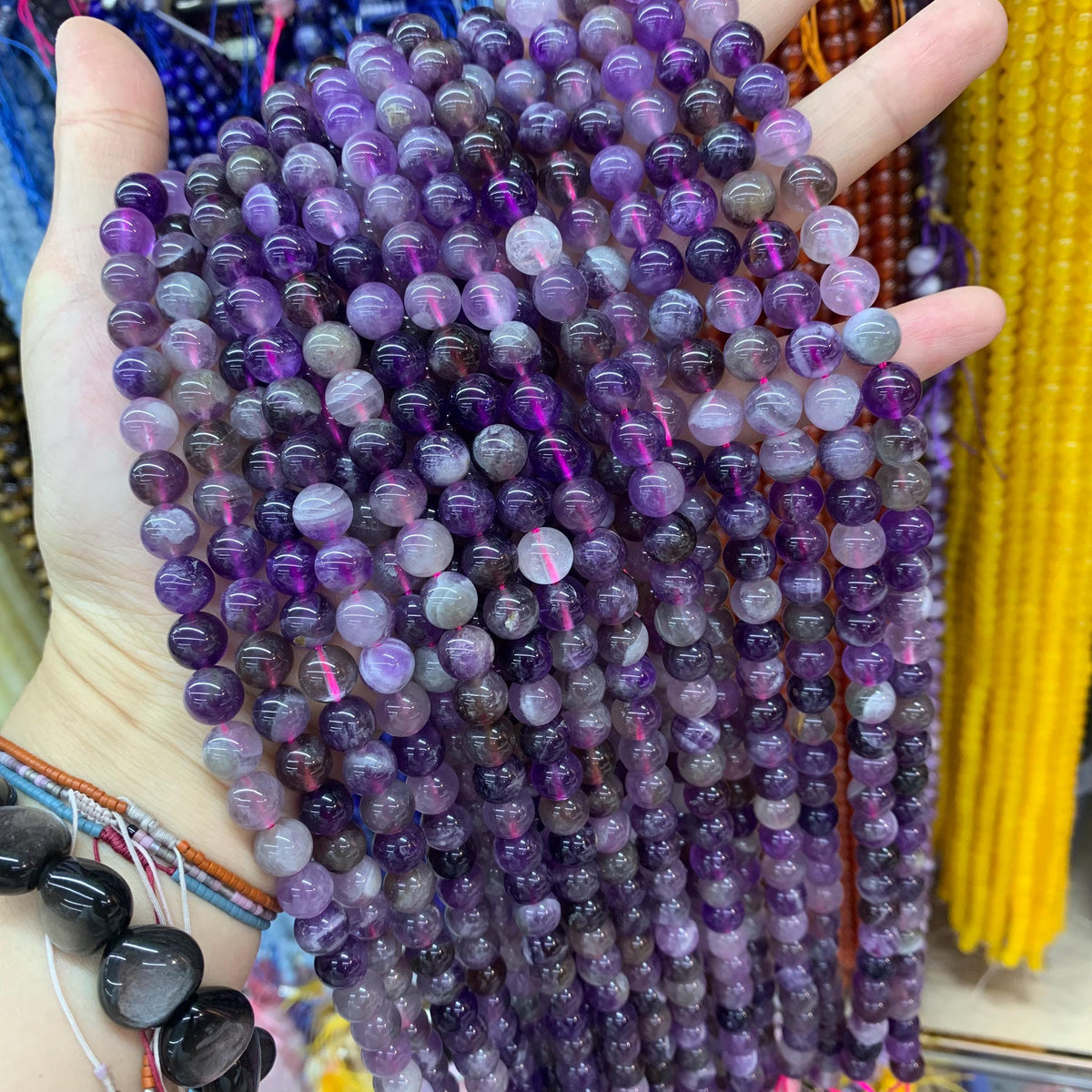 Natural Colorful Amethyst Beads 4mm 6mm 8mm Purple Gemstone Round Beads Loose Bead 15.5 Inch Strnd AAA