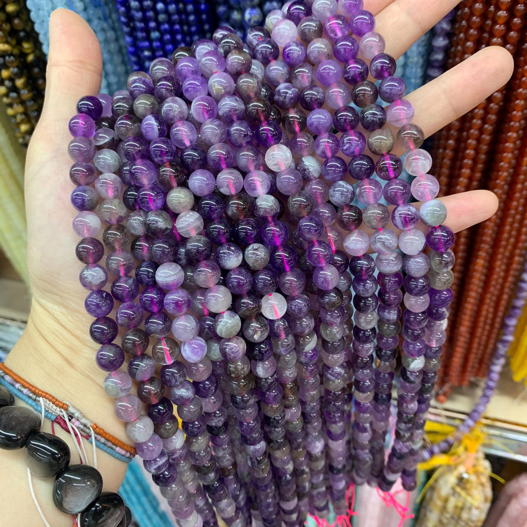 Natural Colorful Amethyst Beads 4mm 6mm 8mm Purple Gemstone Round Beads Loose Bead 15.5 Inch Strnd AAA