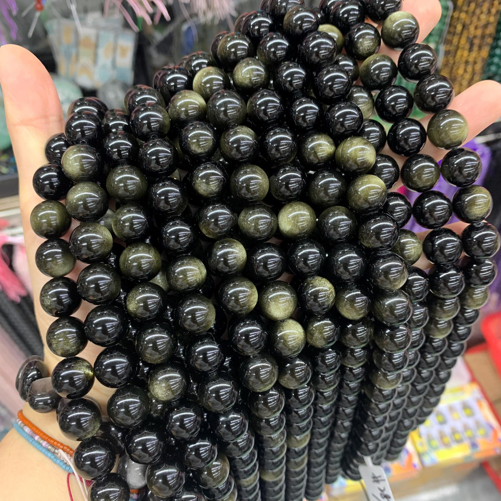 Golden Obsidian Beads Double Eye's 12MM  Beads Loose Bead 15.5 Inch Strand AAA