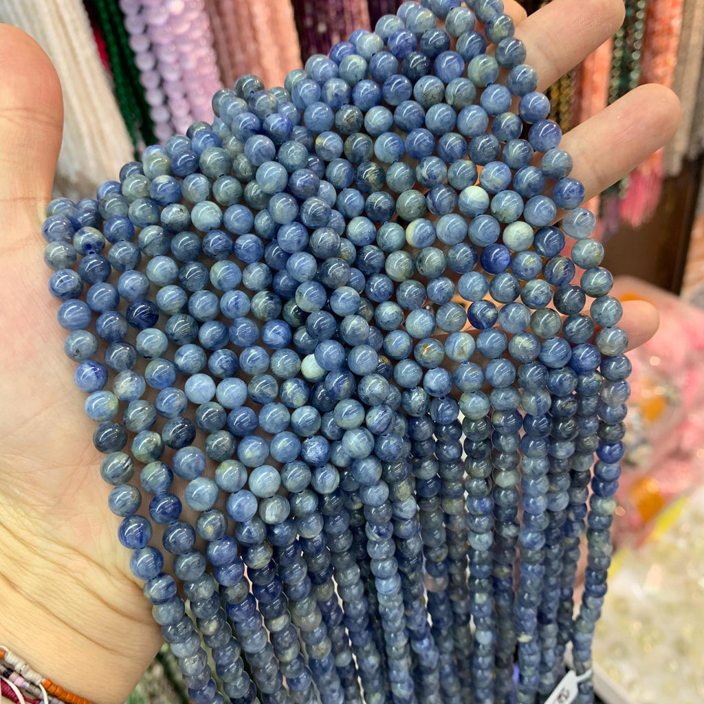 Natural Blue Kyanite Bead, Blue Kyanite Round Beads 6mm 10mm Blue Round GemStone 15.5 Inch Strand AAA