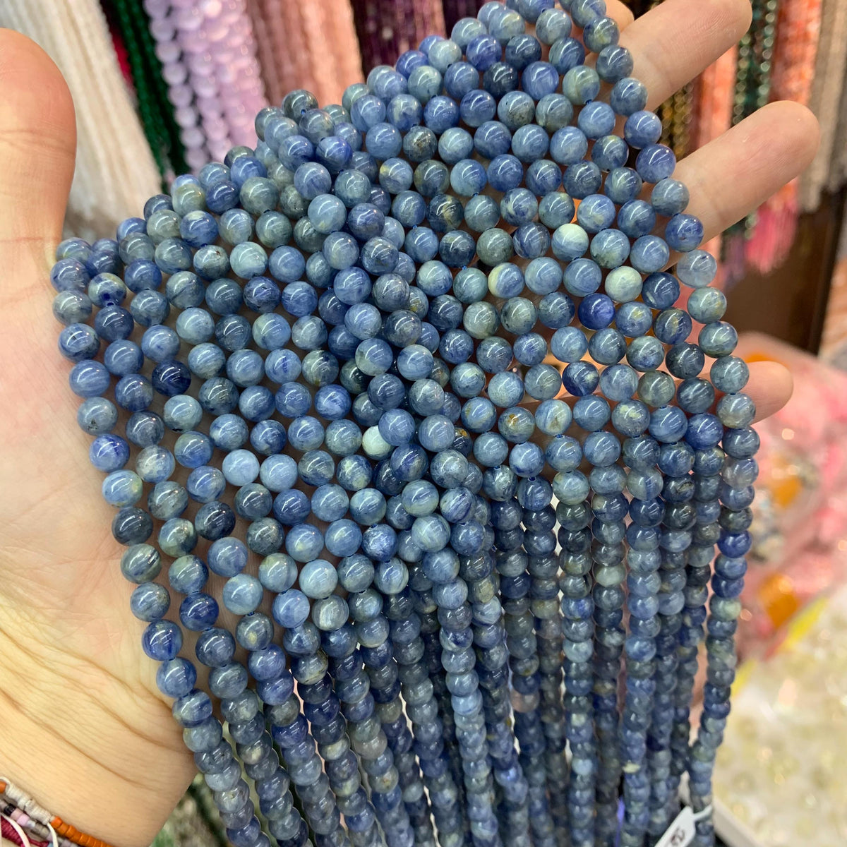 Natural Blue Kyanite Bead, Blue Kyanite Round Beads 6mm 10mm Blue Round GemStone 15.5 Inch Strand AAA