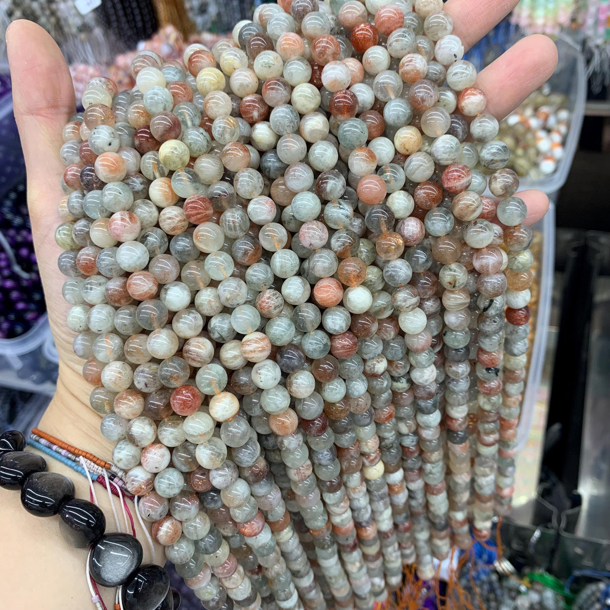 Natural Arusha Sunstone Round Beads 8mm 10mm Gold SunStone Loose Beads Strand 15.5"
