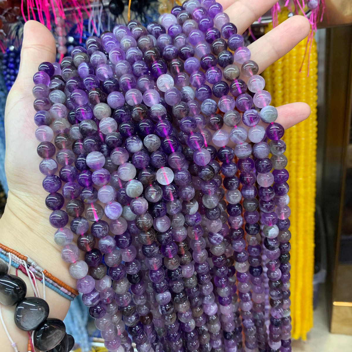Natural Colorful Amethyst Beads 4mm 6mm 8mm Purple Gemstone Round Beads Loose Bead 15.5 Inch Strnd AAA