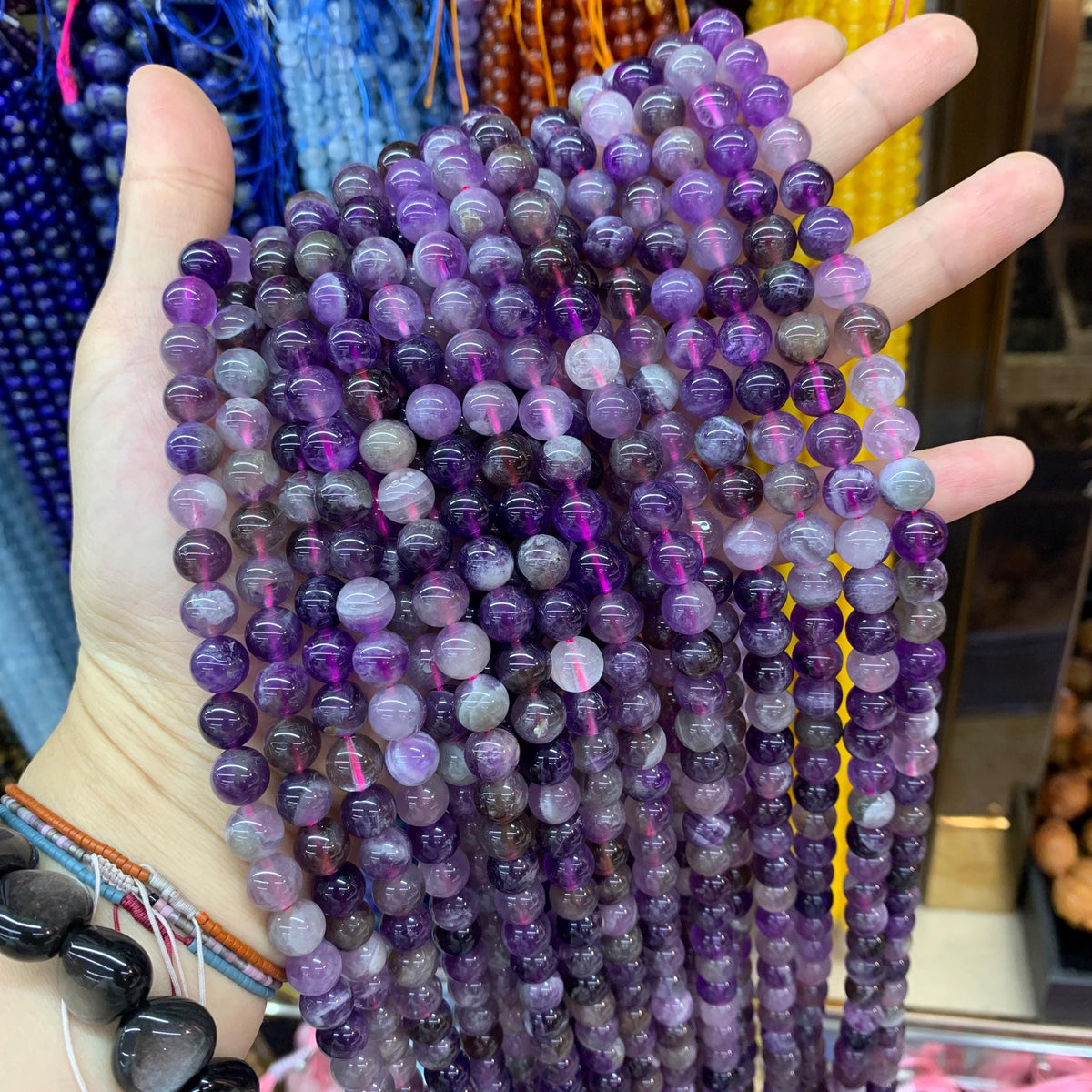 Natural Colorful Amethyst Beads 4mm 6mm 8mm Purple Gemstone Round Beads Loose Bead 15.5 Inch Strnd AAA