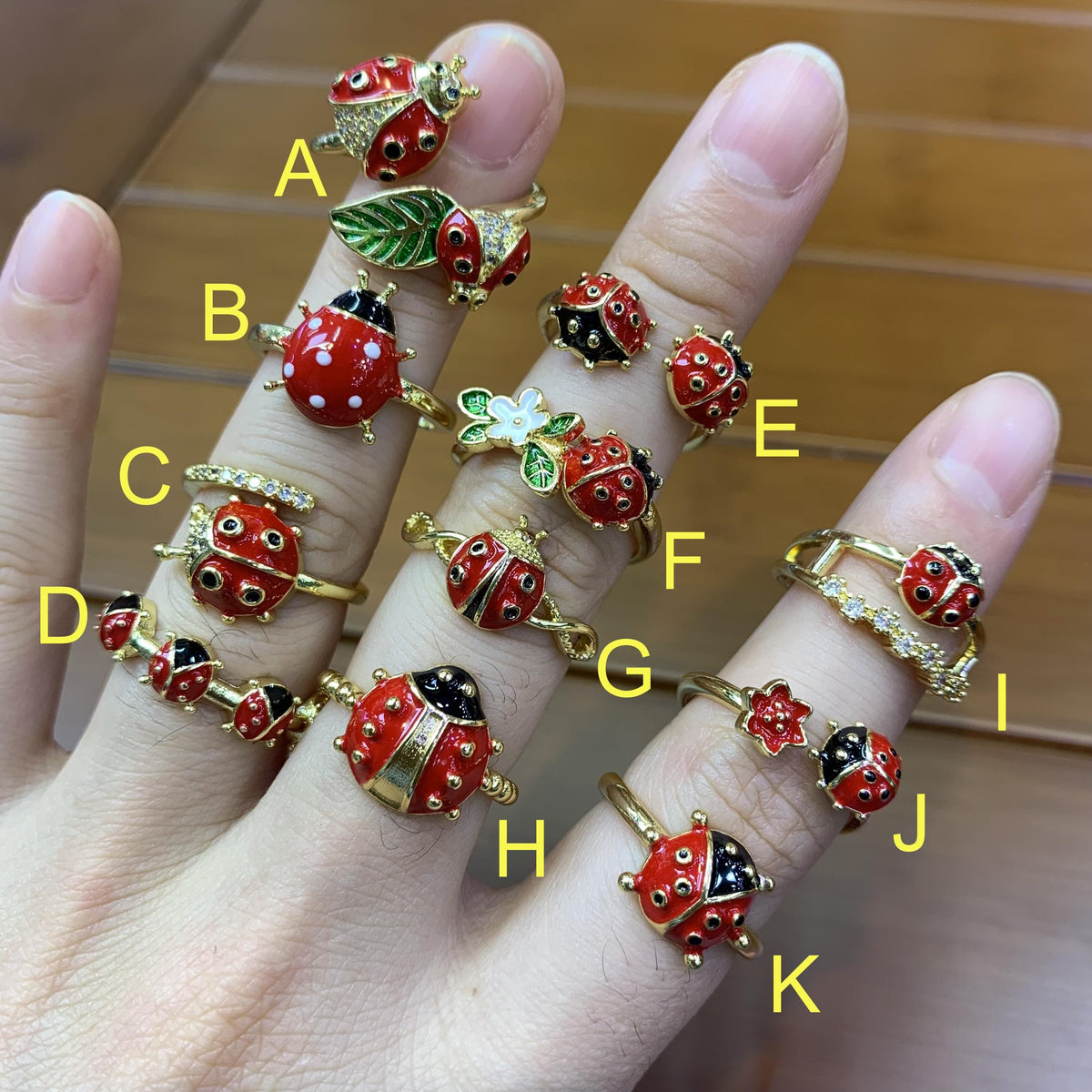 Enamel Ladybird Opening Rings Ladybug Rings Coccinella Septempunctata Opening Rings DIY Gifts for Women