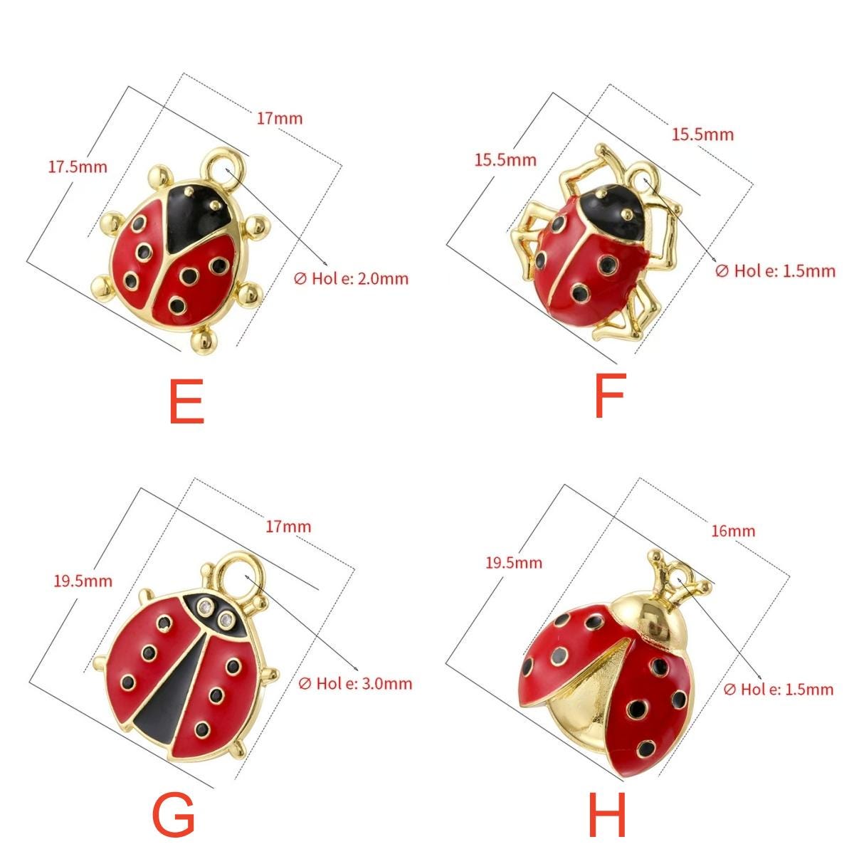 18 Kinds of Enamel Ladybird Pendant Ladybug Pendant Coccinella Septempunctata Pendant DIY Gifts for Women