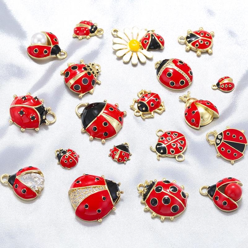18 Kinds of Enamel Ladybird Pendant Ladybug Pendant Coccinella Septempunctata Pendant DIY Gifts for Women