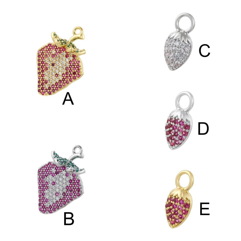 21 Kinds of Metal Enamel Pendant Fruits Strawberry Cherry Shape Pendant DIY for Necklace