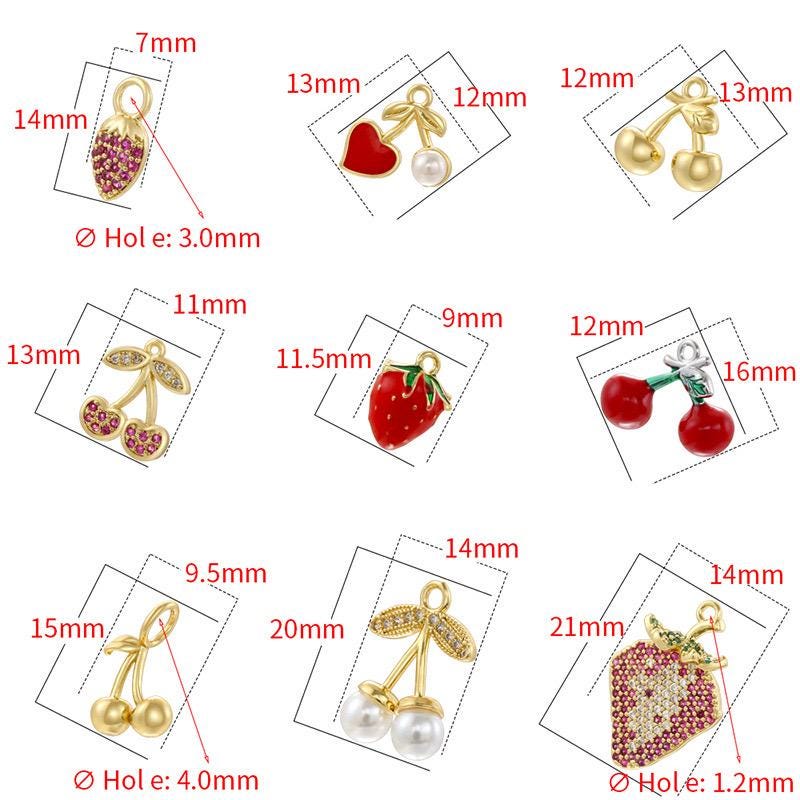 21 Kinds of Metal Enamel Pendant Fruits Strawberry Cherry Shape Pendant DIY for Necklace
