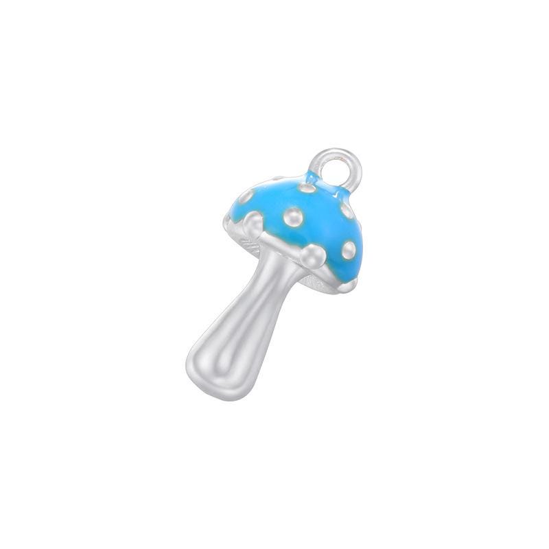 Enamel Mushroom Blue Red Pendant Gold Mushroom Shape Pendant DIY Necklace Accessory