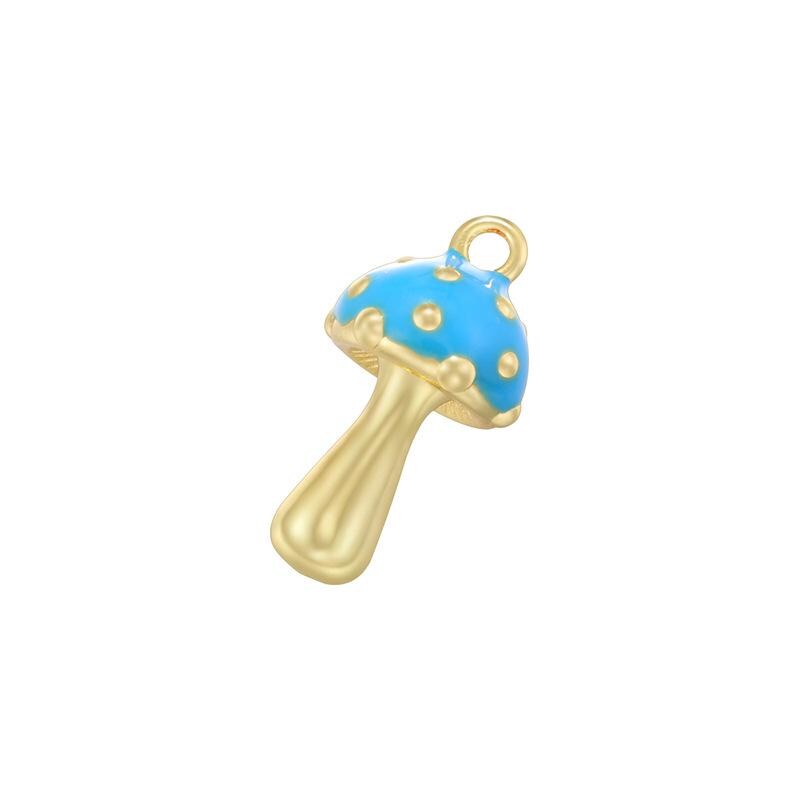 Enamel Mushroom Blue Red Pendant Gold Mushroom Shape Pendant DIY Necklace Accessory
