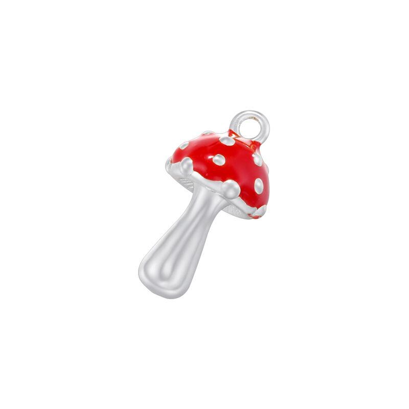 Enamel Mushroom Blue Red Pendant Gold Mushroom Shape Pendant DIY Necklace Accessory