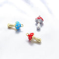 Enamel Mushroom Blue Red Pendant Gold Mushroom Shape Pendant DIY Necklace Accessory