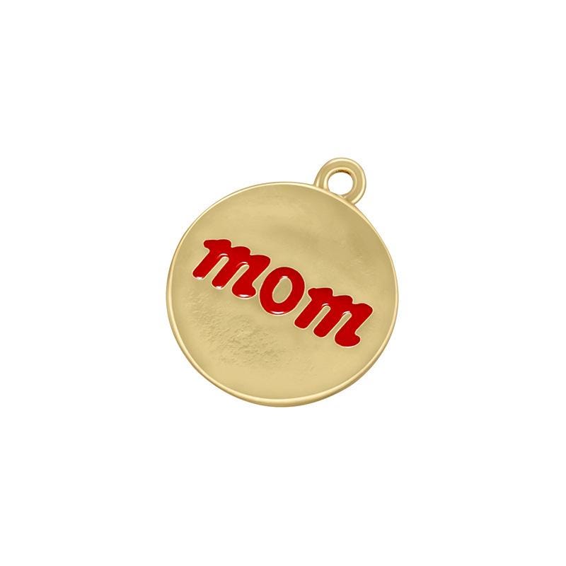 Enamel Mom Letter Pendant Round Shape  Gifts for Mother's Day Mom Pendant DIY Necklace Accessory