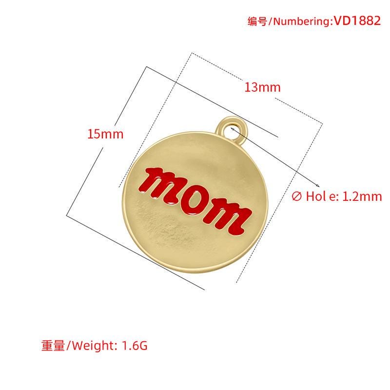 Enamel Mom Letter Pendant Round Shape  Gifts for Mother's Day Mom Pendant DIY Necklace Accessory