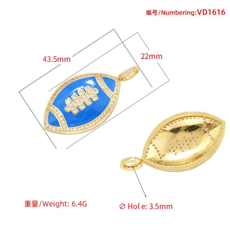 Colorful Enamel Rugby Ball Shape Pendant Oval Shape Pendant Gifts for DIY Necklace Accessory