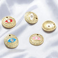 Enamel Colorful Evil Eyes Tube Shape Pendant Gold Round Shape Pendant DIY Bracelet and Necklace Accessory