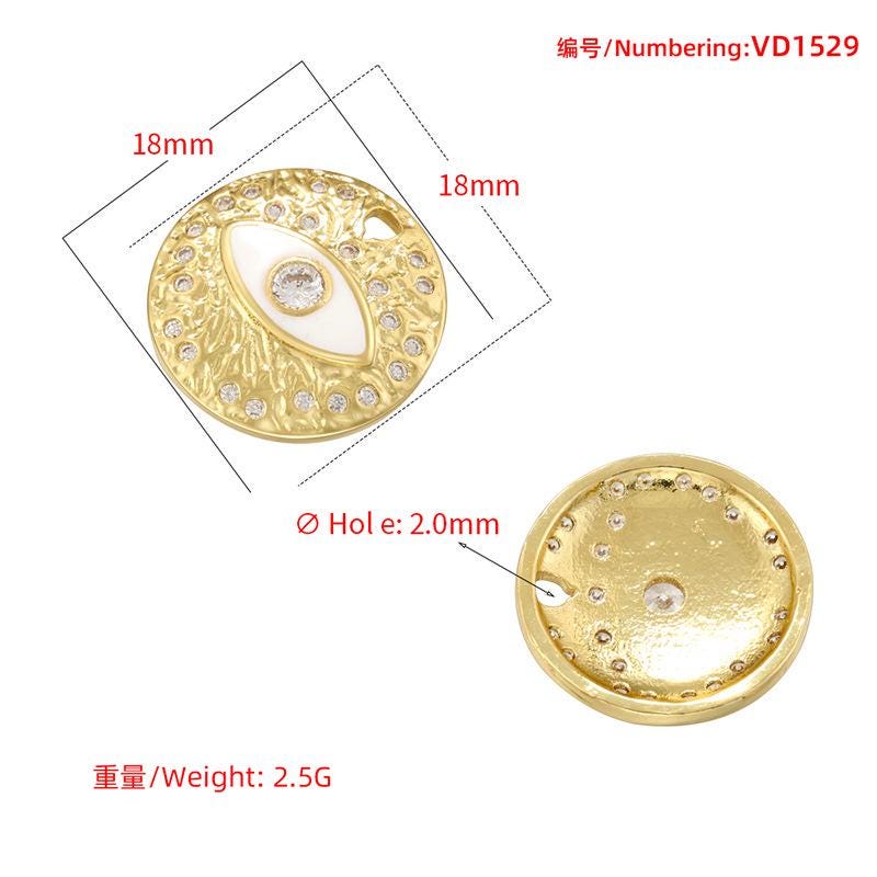 Enamel Colorful Evil Eyes Tube Shape Pendant Gold Round Shape Pendant DIY Bracelet and Necklace Accessory