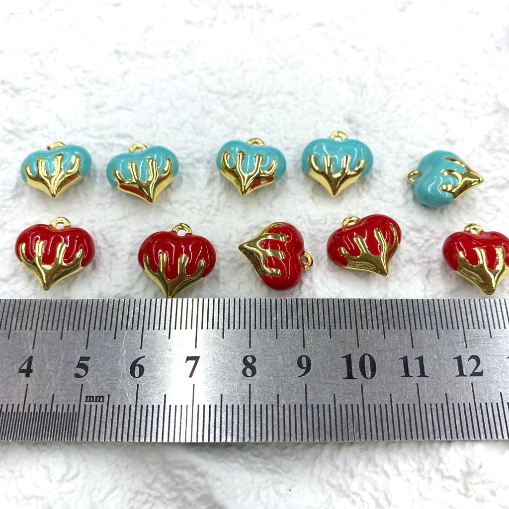 Gold Heart Charm Enamel Heart Shape Pendant Love Shape Pendant DIY Bracelet and Necklace Accessory 15 *16mm