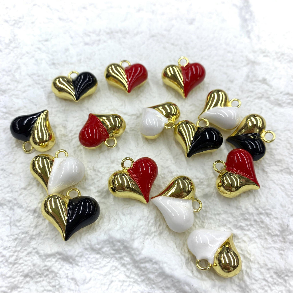 Gold Heart Charm Enamel Heart Shape Pendant Love Shape Pendant DIY Bracelet and Necklace Accessory 20 *19mm