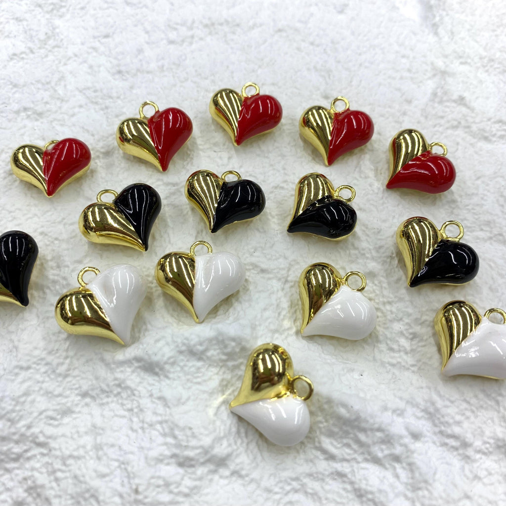 Gold Heart Charm Enamel Heart Shape Pendant Love Shape Pendant DIY Bracelet and Necklace Accessory 20 *19mm