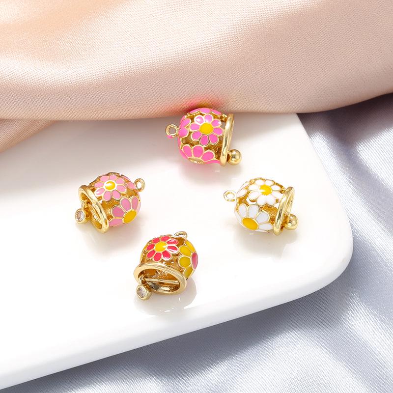 Enamel Bell Pendant Flower Bell Shape,Enamel Pendant DIY Necklace for Women