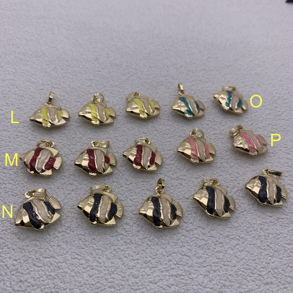Enamel Seafish Charms Fish Shape Enamel Pendant 18K Gold Plated Beach Charm for DIY Necklace Making