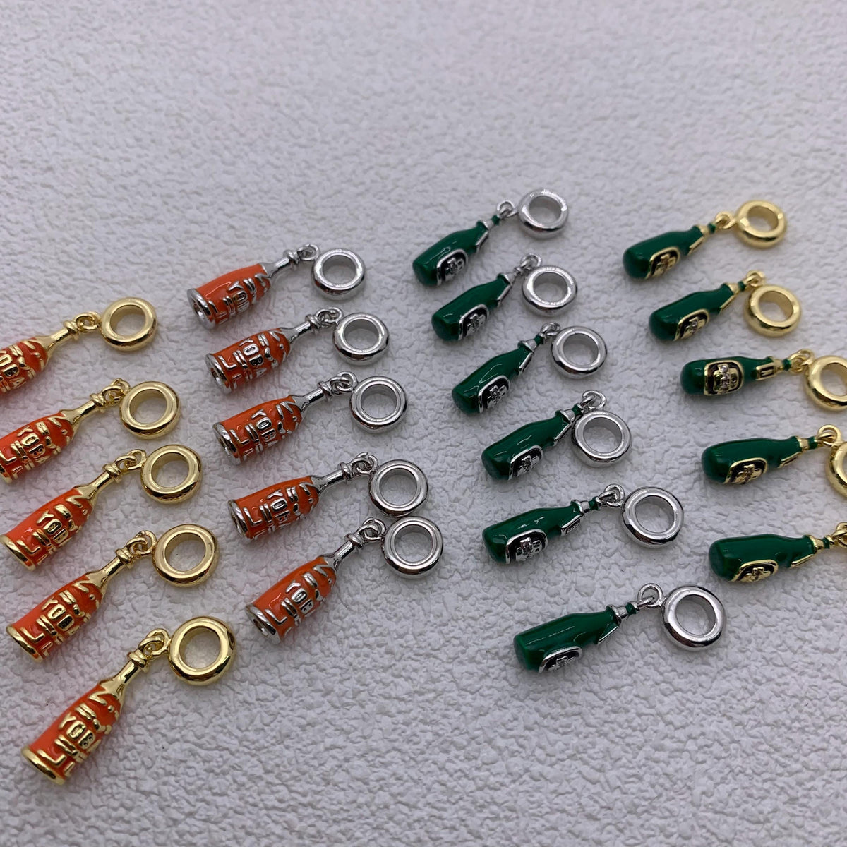 Enamel Beer Bottle Pendant Charms Bottle Shape Enamel Pendant for DIY Necklace Making