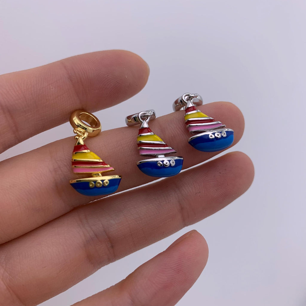 Enamel Boat Shape Pendant Boat Pendan for DIY Gifts Necklace Making