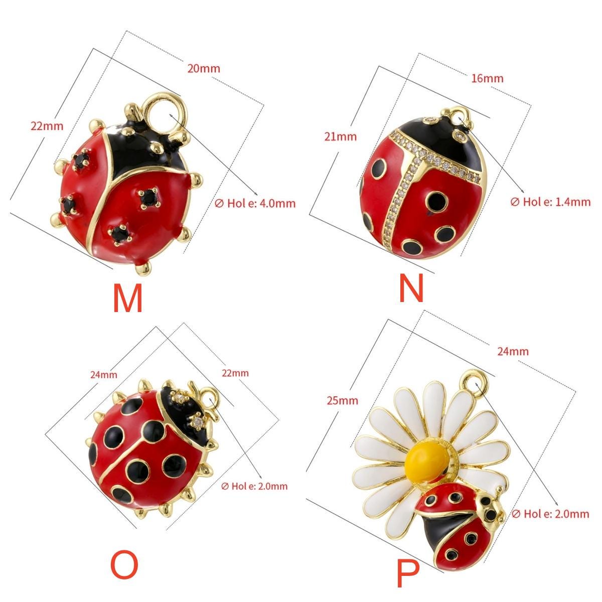 18 Kinds of Enamel Ladybird Pendant Ladybug Pendant Coccinella Septempunctata Pendant DIY Gifts for Women