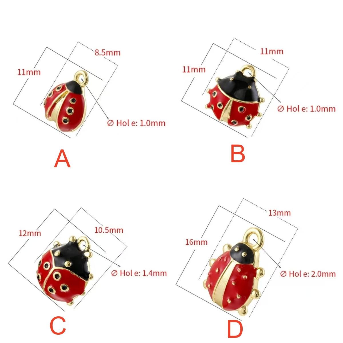 18 Kinds of Enamel Ladybird Pendant Ladybug Pendant Coccinella Septempunctata Pendant DIY Gifts for Women