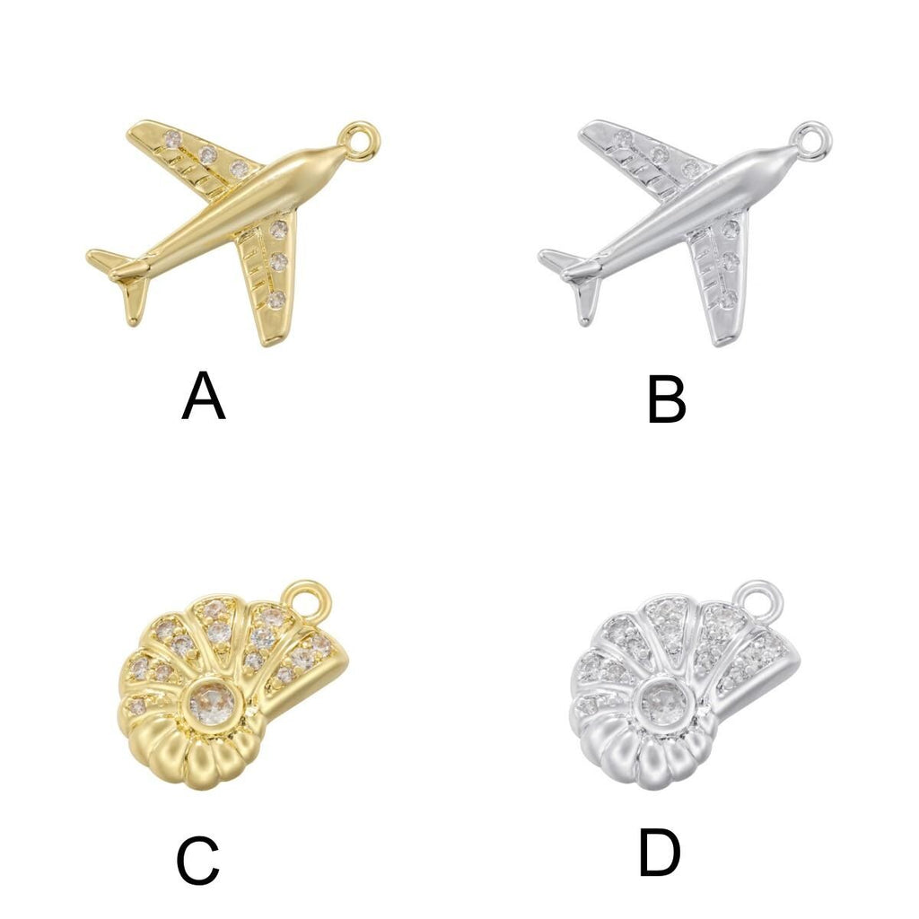 19 Kinds of Metal Pendant Airplane, Bear Paw Conch Starfish, Bee Pendant DIY Gifts for Women