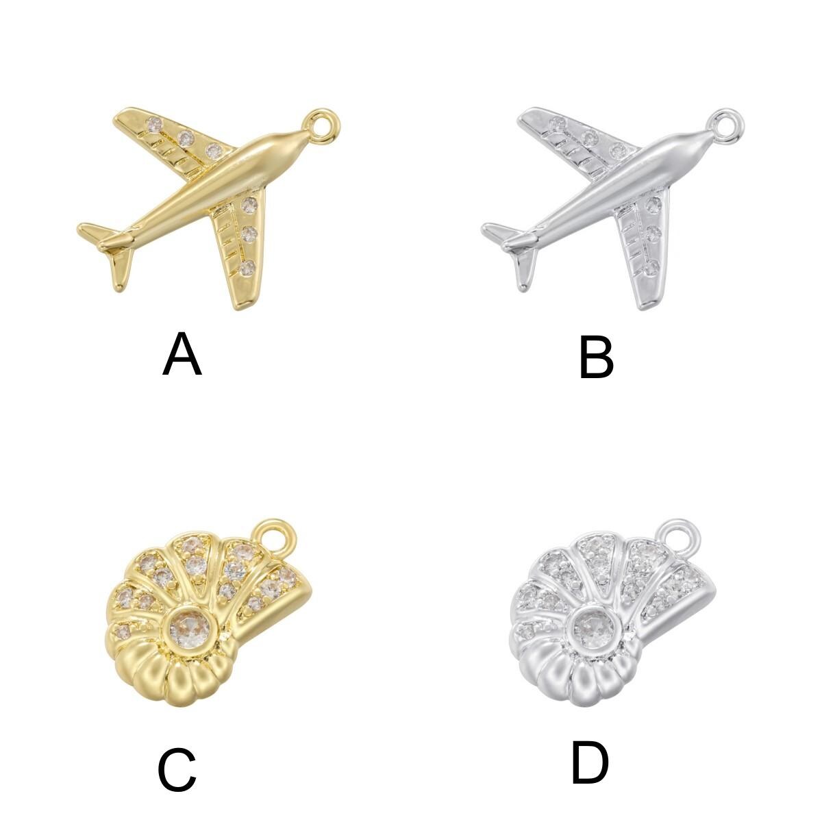 19 Kinds of Metal Pendant Airplane, Bear Paw Conch Starfish, Bee Pendant DIY Gifts for Women