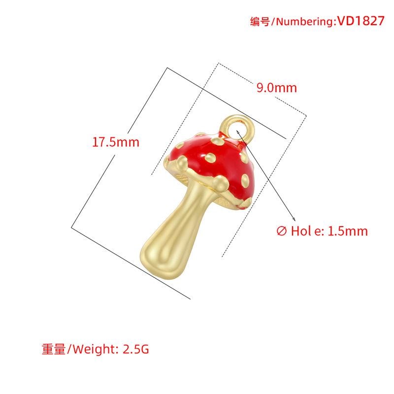 Enamel Mushroom Blue Red Pendant Gold Mushroom Shape Pendant DIY Necklace Accessory