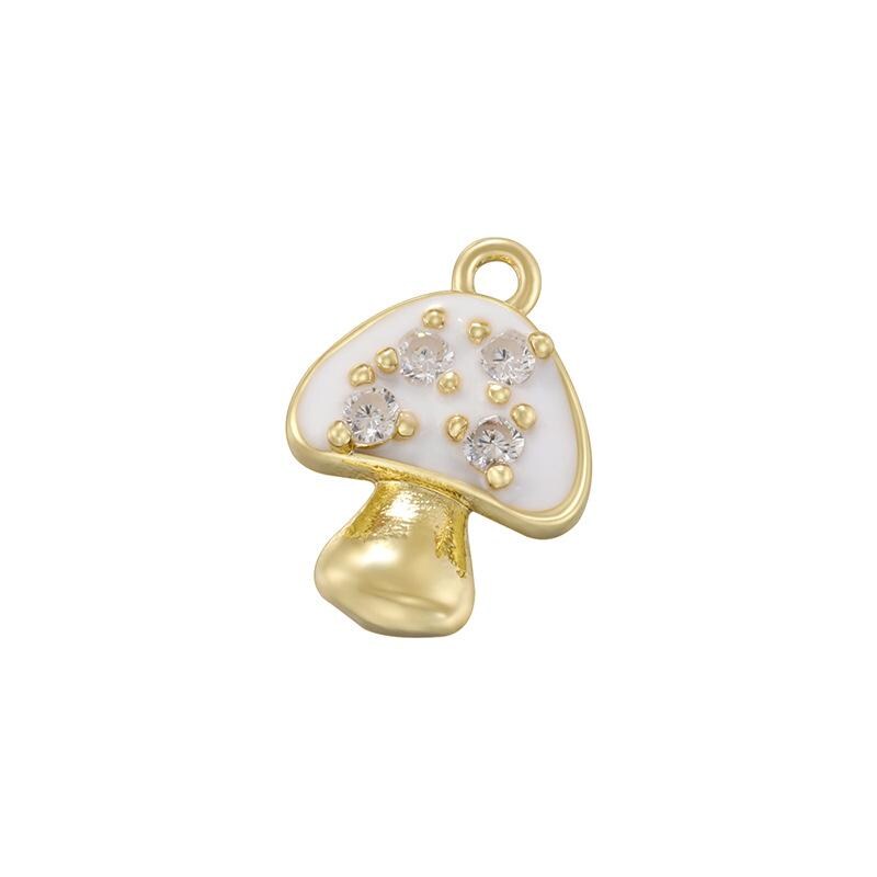 Enamel Mushroom Black Red White Pendant Gold Mushroom Shape Pendant DIY Necklace Accessory