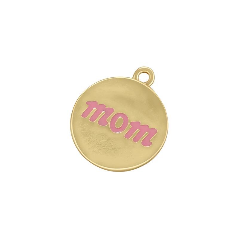 Enamel Mom Letter Pendant Round Shape  Gifts for Mother's Day Mom Pendant DIY Necklace Accessory