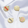 Enamel Mom Letter Pendant Round Shape  Gifts for Mother's Day Mom Pendant DIY Necklace Accessory