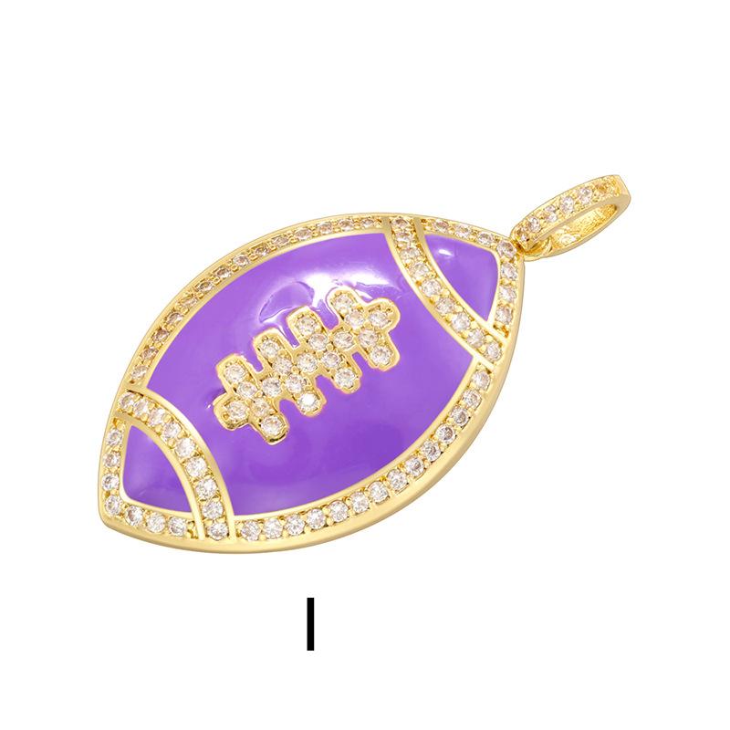 Colorful Enamel Rugby Ball Shape Pendant Oval Shape Pendant Gifts for DIY Necklace Accessory