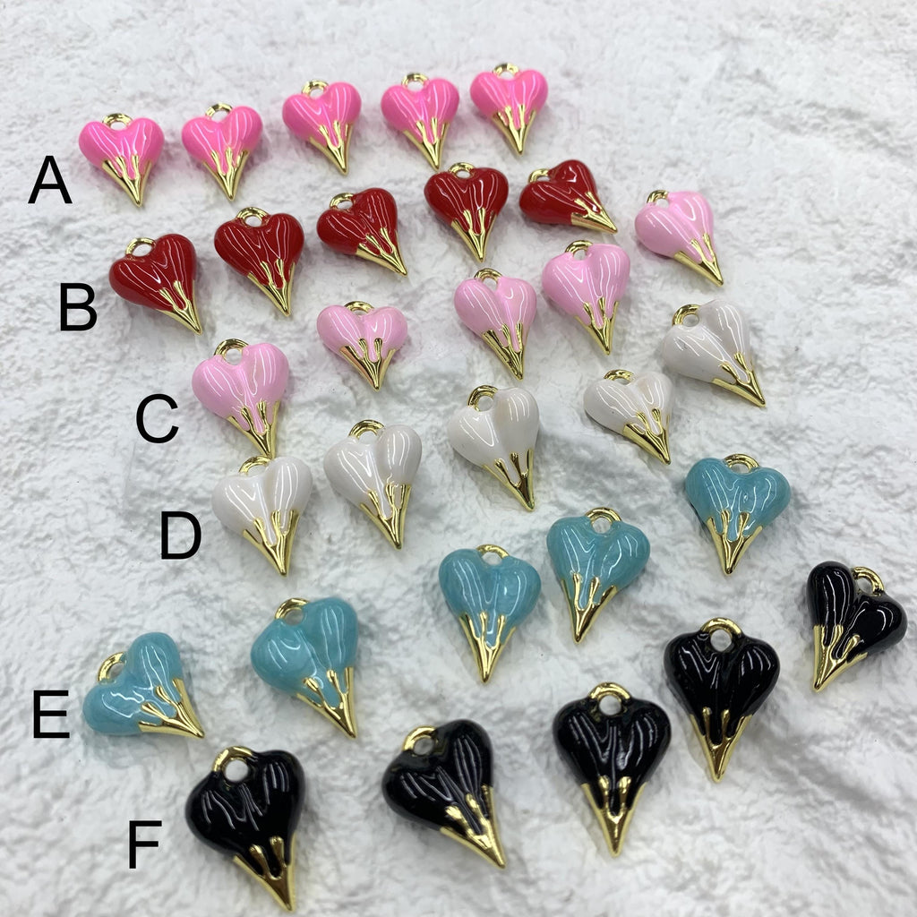 Gold Heart Charm Enamel Heart Shape Pendant Love Shape Pendant DIY Bracelet and Necklace Accessory 15 *21mm  20*28mm