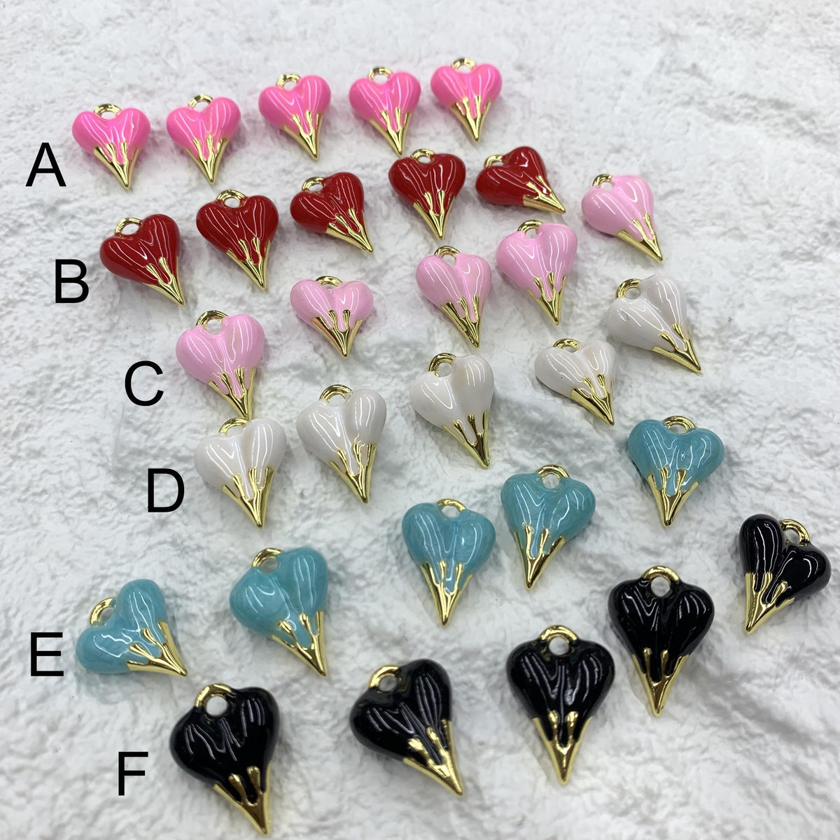 Gold Heart Charm Enamel Heart Shape Pendant Love Shape Pendant DIY Bracelet and Necklace Accessory 15 *21mm  20*28mm