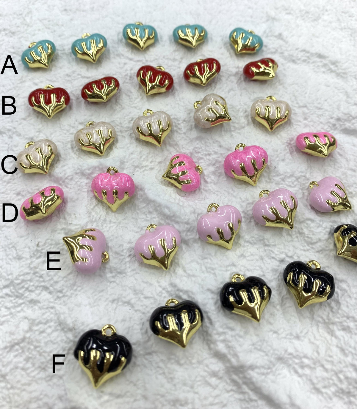 Gold Heart Charm Enamel Heart Shape Pendant Love Shape Pendant DIY Bracelet and Necklace Accessory 15 *16mm
