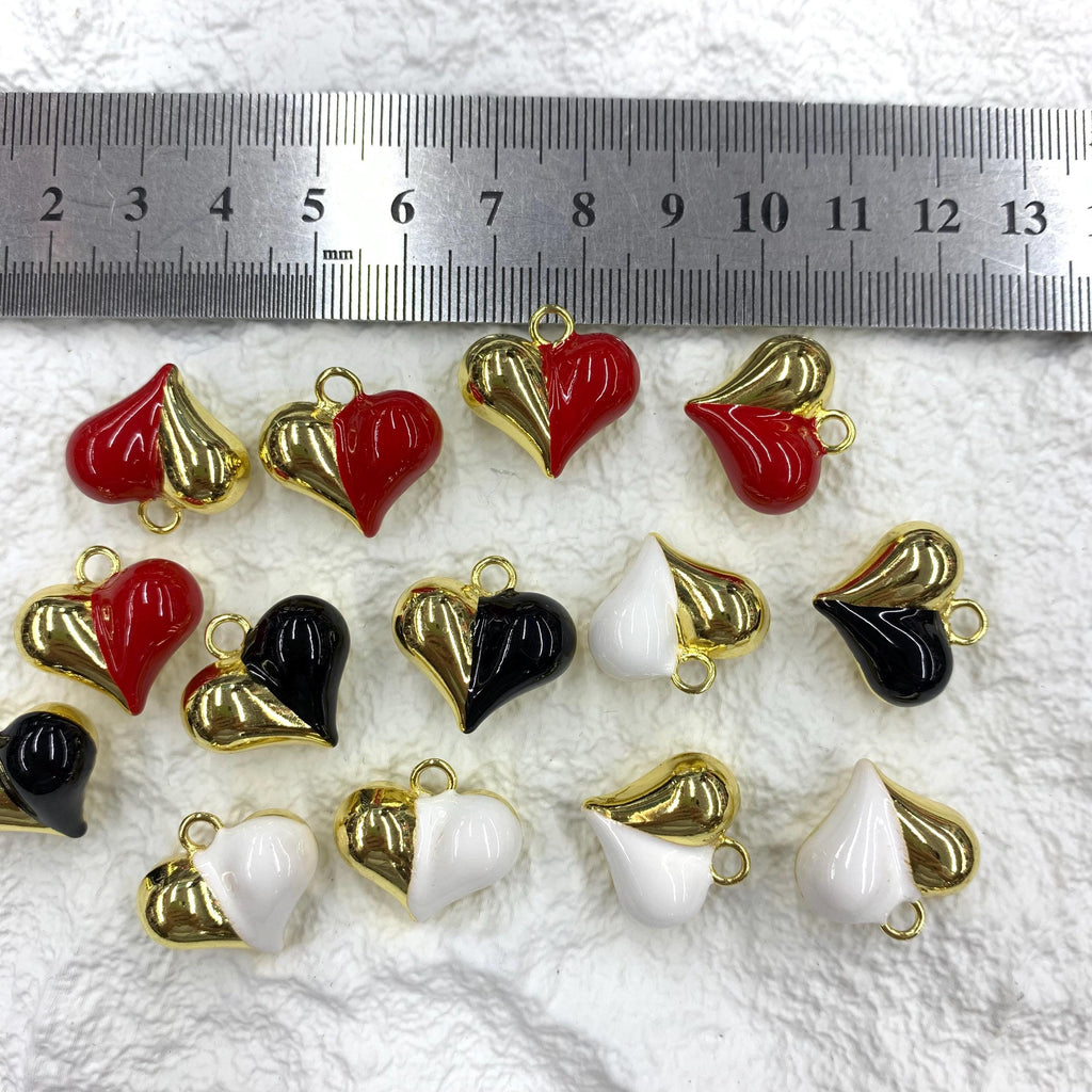 Gold Heart Charm Enamel Heart Shape Pendant Love Shape Pendant DIY Bracelet and Necklace Accessory 20 *19mm