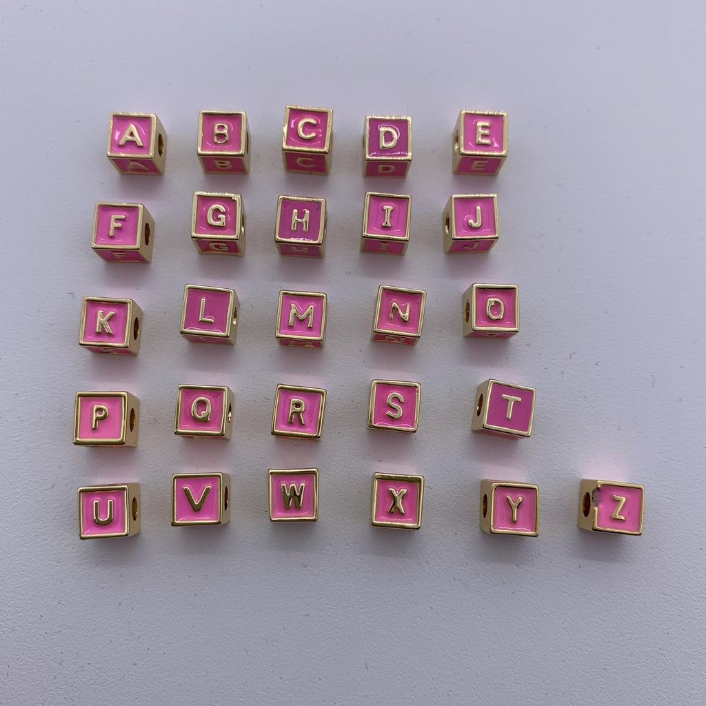 Enamel Square Shape Letter Pendant White Blue Green Black Pink English Alphabet  Pendant for DIY Gifts Necklace Making Apprpx 5*5mm